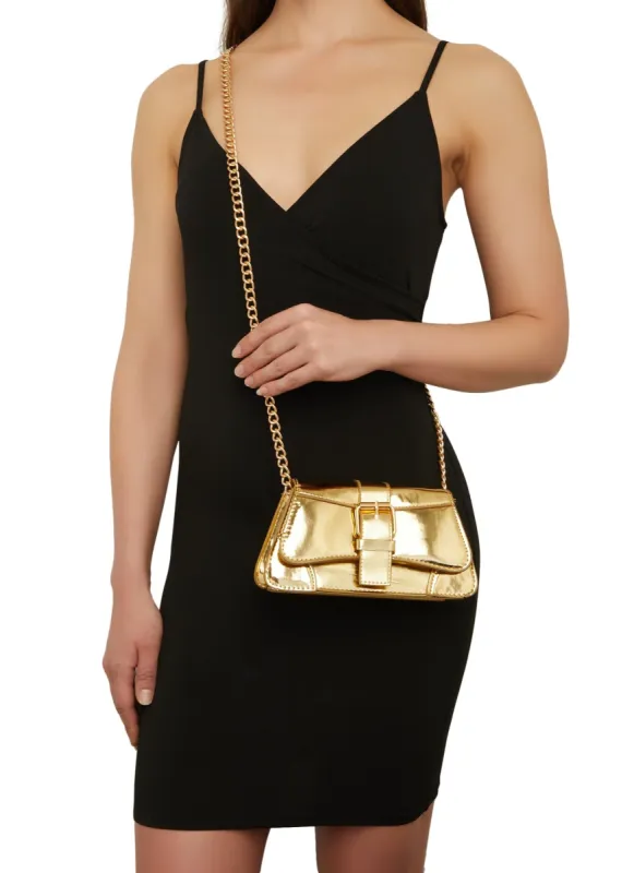 Buckle Detail Chain Strap Crossbody Bag sold by Rainbow