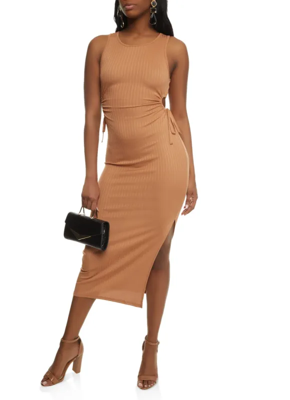 Side Slit Cut Out Midi Tank Dress sold by Rainbow