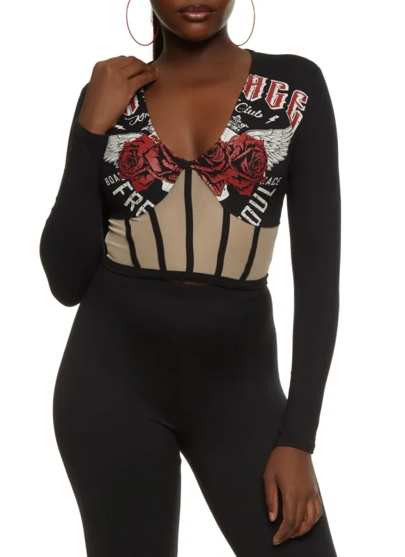 Mesh Bustier Graphic Tee sold by Rainbow