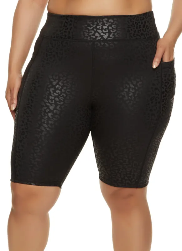 Plus Size Shadow Leopard Print Biker Shorts made by Rainbow