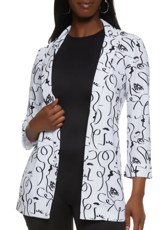Face Print Cuffed Blazer sold by Rainbow
