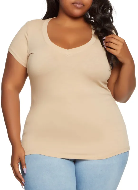 Plus Size V Neck Tee sold by Rainbow