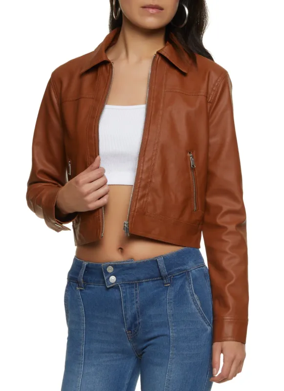 Zip Front Faux Leather Jacket sold by Rainbow