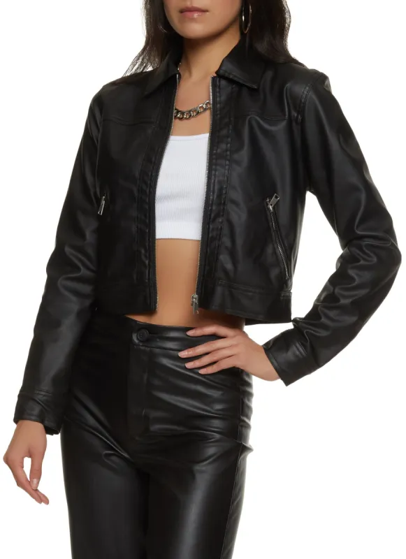 Zip Front Faux Leather Jacket sold by Rainbow