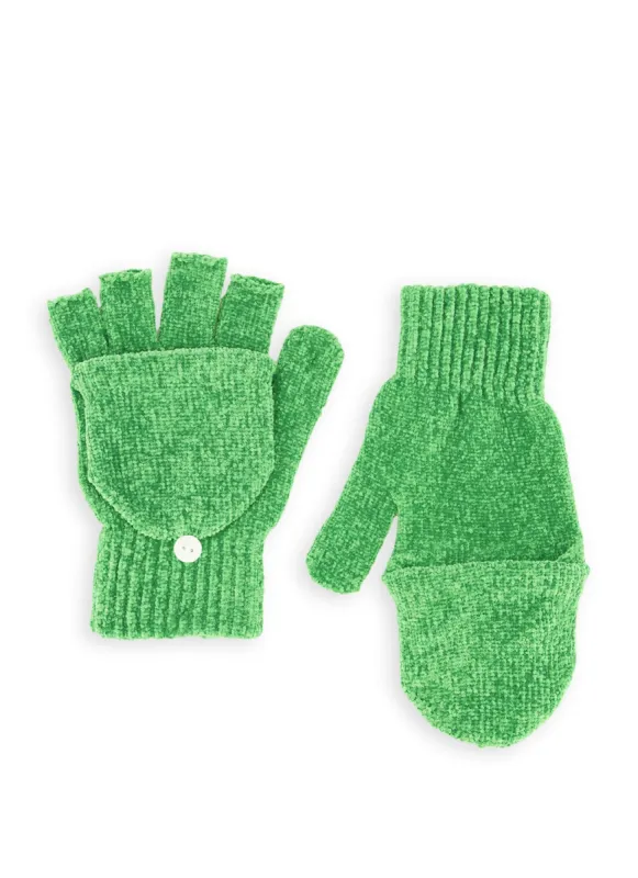 Chenille Button Detail Flip Top Gloves sold by Rainbow