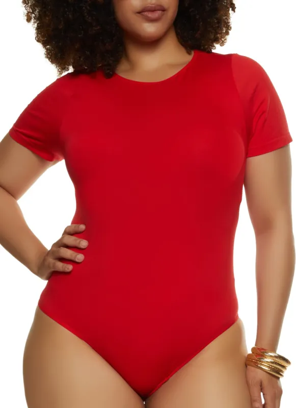 Plus Size Seamless Crew Neck Bodysuit sold by Rainbow