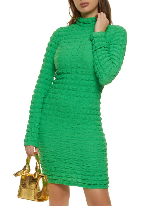 Bubble Knit Mock Neck Bodycon Dress sold by Rainbow