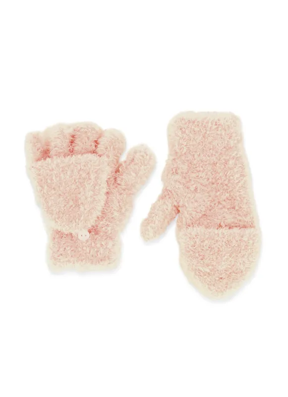 Eyelash Knit Button Detail Flip Top Gloves sold by Rainbow