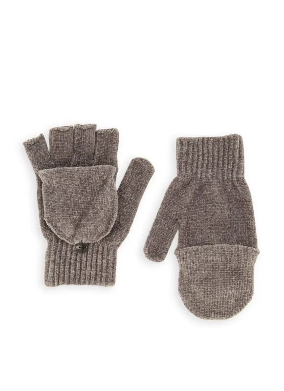 Chenille Button Detail Flip Top Gloves sold by Rainbow