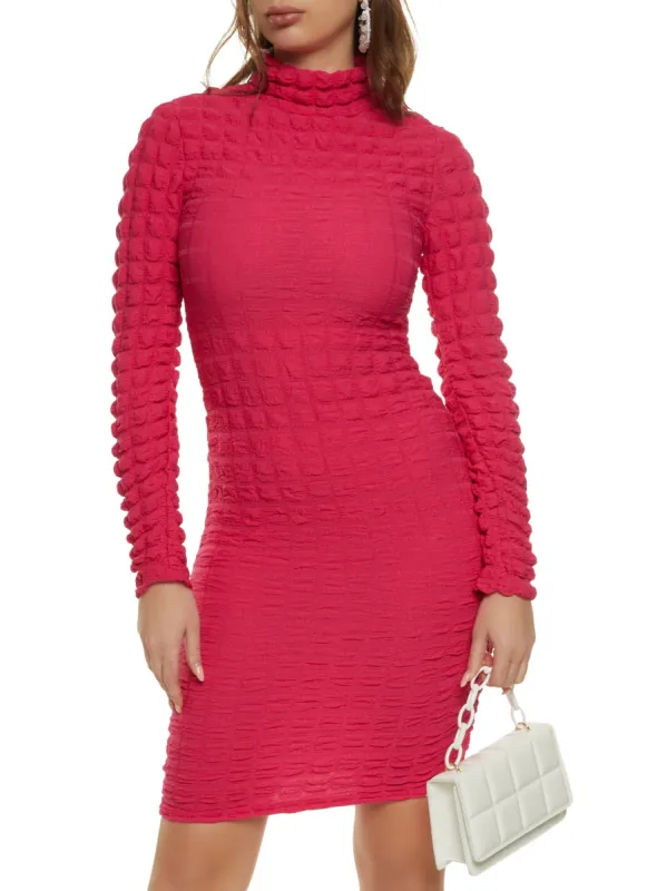 Bubble Knit Mock Neck Bodycon Dress sold by Rainbow