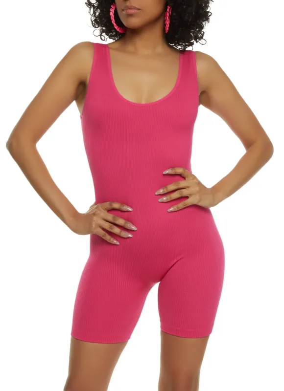Seamless Ribbed Scoop Neck Romper sold by Rainbow