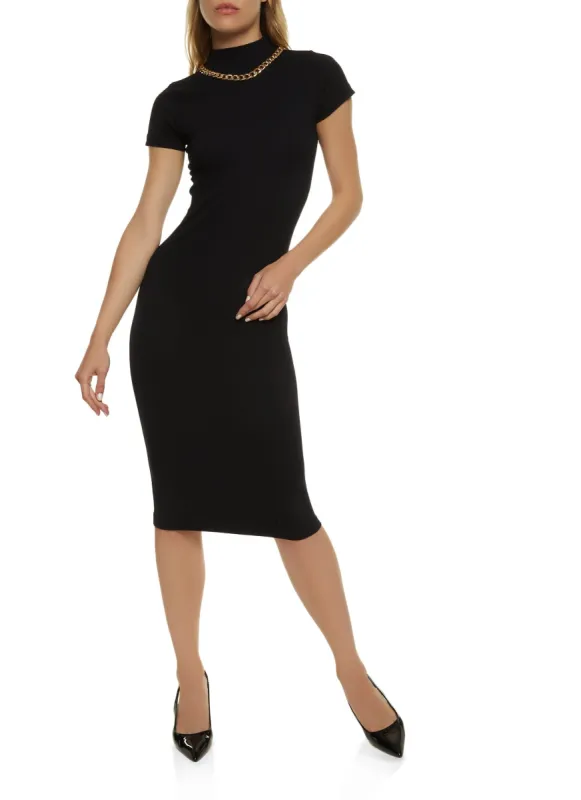 Seamless Mock Neck Midi Bodycon Dress sold by Rainbow