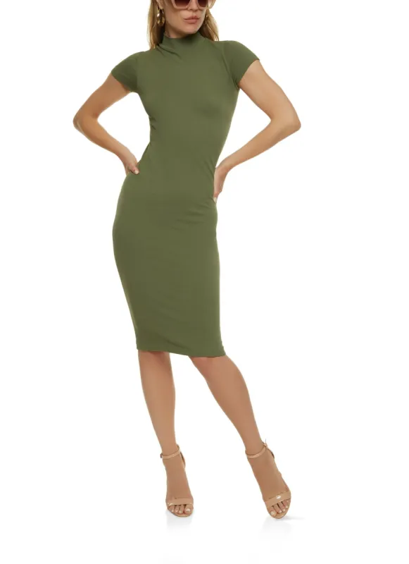 Seamless Mock Neck Midi Bodycon Dress sold by Rainbow