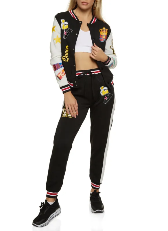 Fleece Queen Graphic Varsity Jacket sold by Rainbow
