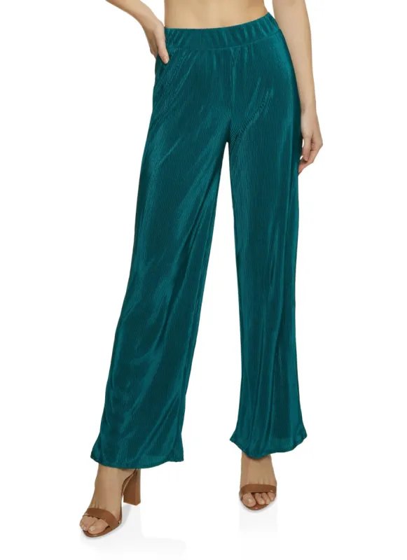 High Waist Plisse Palazzo Pants sold by Rainbow