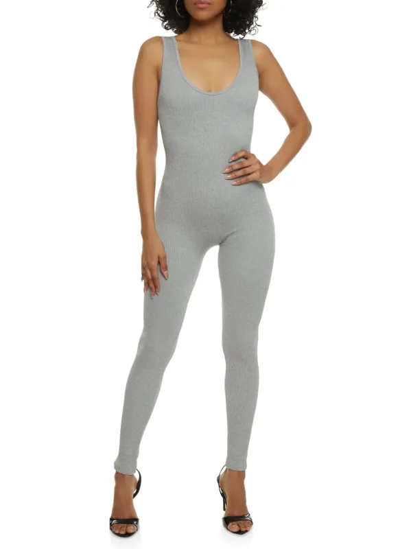 Seamless Ribbed Scoop Neck Catsuit sold by Rainbow