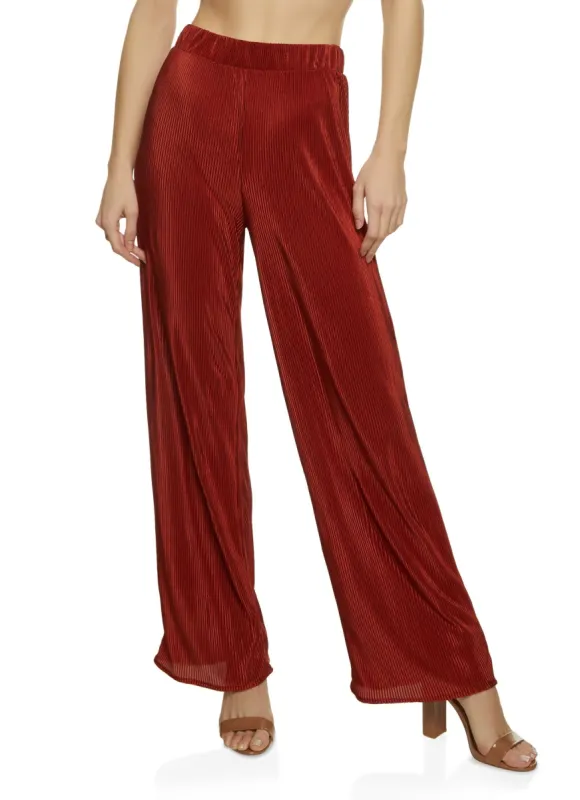 High Waist Plisse Palazzo Pants sold by Rainbow