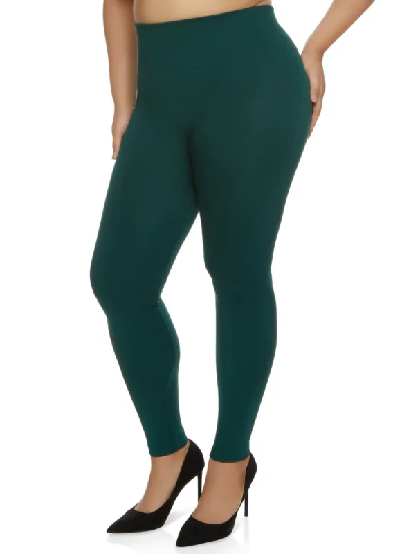 Plus Size Fleece Side Textured Knit Leggings sold by Rainbow