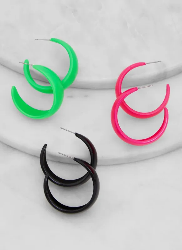 Chunky Hoop Earrings Trio sold by Rainbow