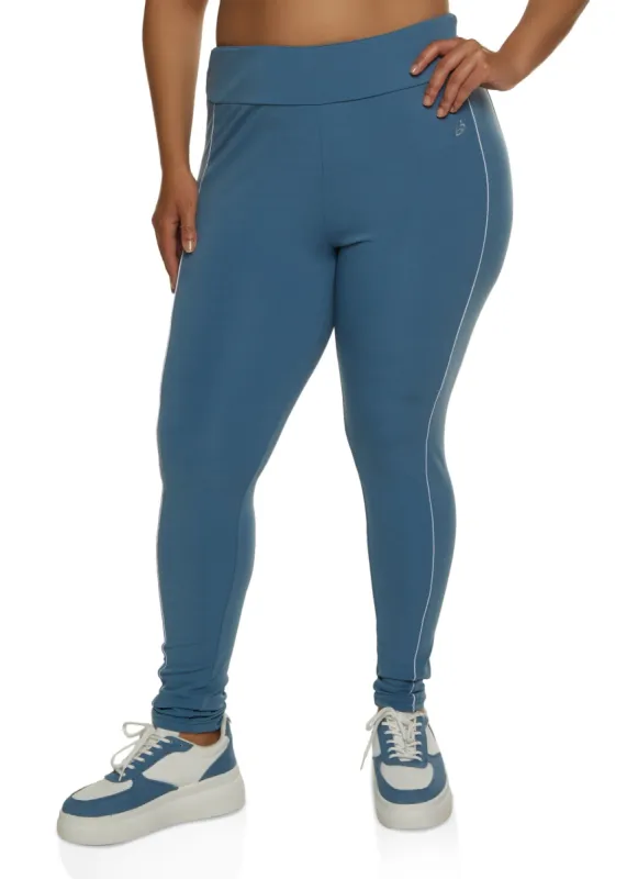 Plus Size Contrast Piping Active Leggings sold by Rainbow