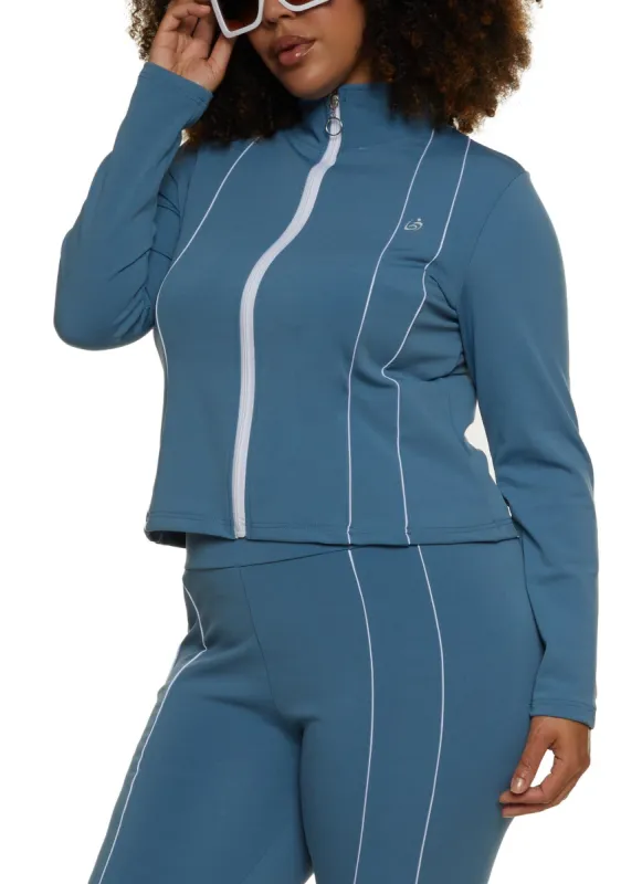 Plus Size Contrast Pintuck Detail Track Jacket sold by Rainbow
