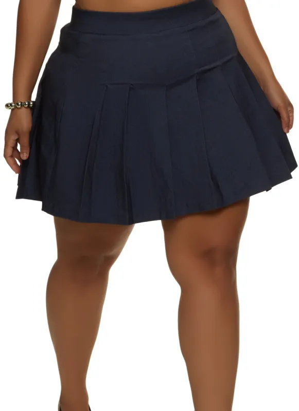Plus Size High Waist Pleated Mini Skirt sold by Rainbow