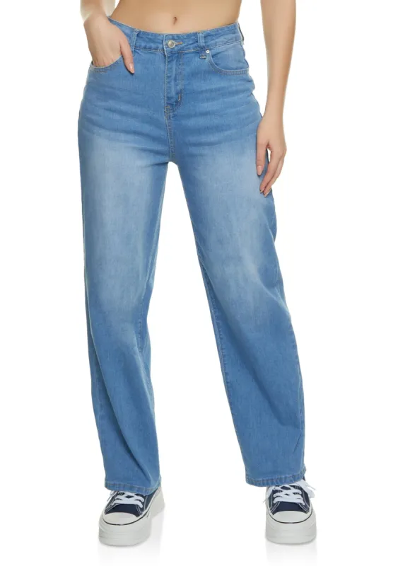 WAX High Waist Straight Wide Leg Jeans sold by Rainbow