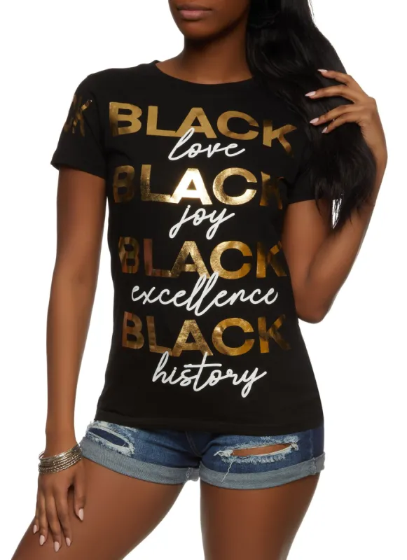 Black History Foil Crew Neck Graphic T Shirt sold by Rainbow