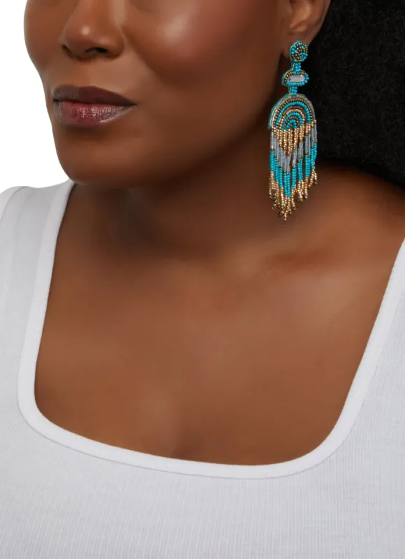 Beaded Fringe Drop Earrings sold by Rainbow