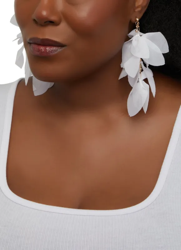 Fabric Petal Drop Earrings sold by Rainbow