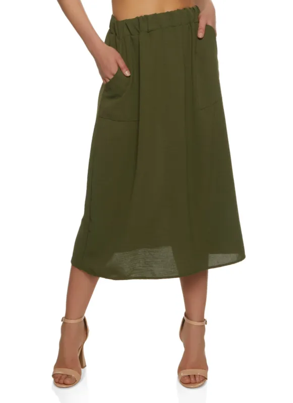 Airy Pocket Midi Skirt sold by Rainbow