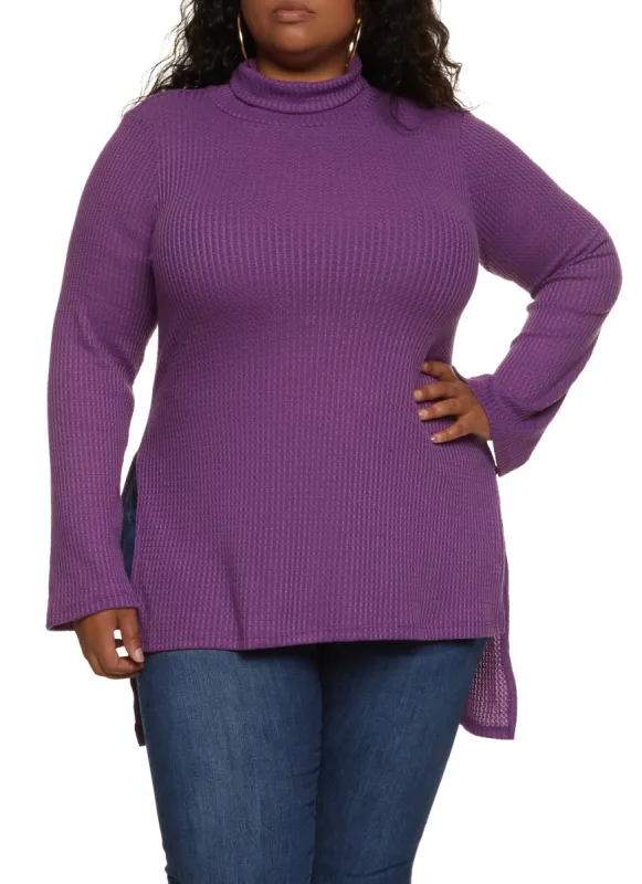 Plus Size Turtleneck High Low Tunic Top sold by Rainbow