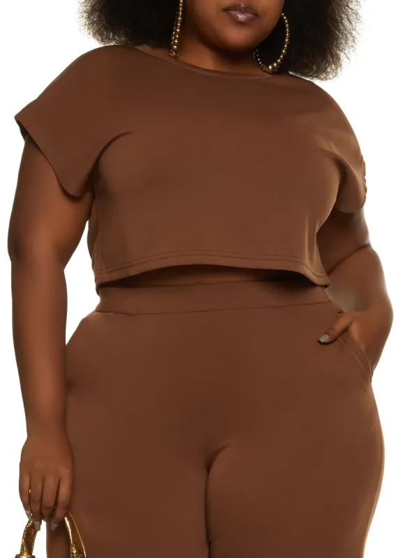 Plus Size Solid Cropped Tee sold by Rainbow