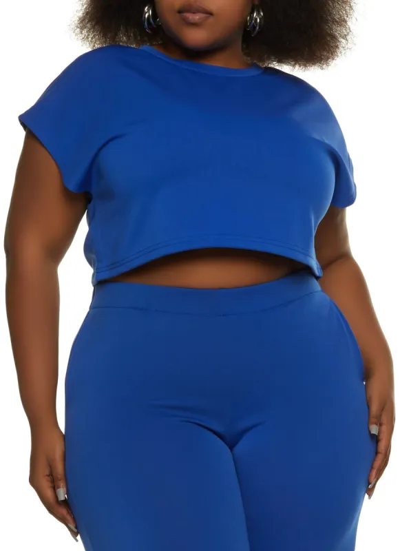 Plus Size Solid Cropped Tee sold by Rainbow