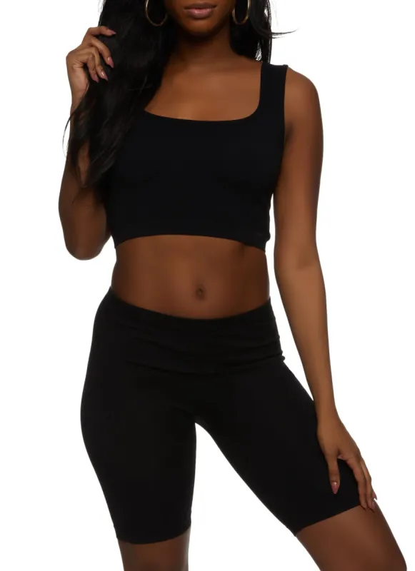 Ribbed Knit Tank Top and Biker Shorts Set sold by Rainbow
