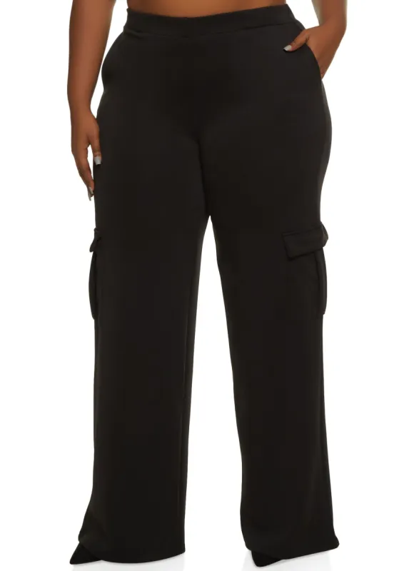 Plus Size Cargo Pocket Wide Leg Pants sold by Rainbow
