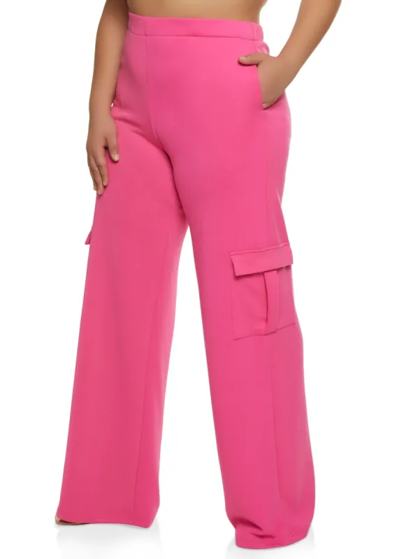 Plus Size Cargo Pocket Wide Leg Pants sold by Rainbow