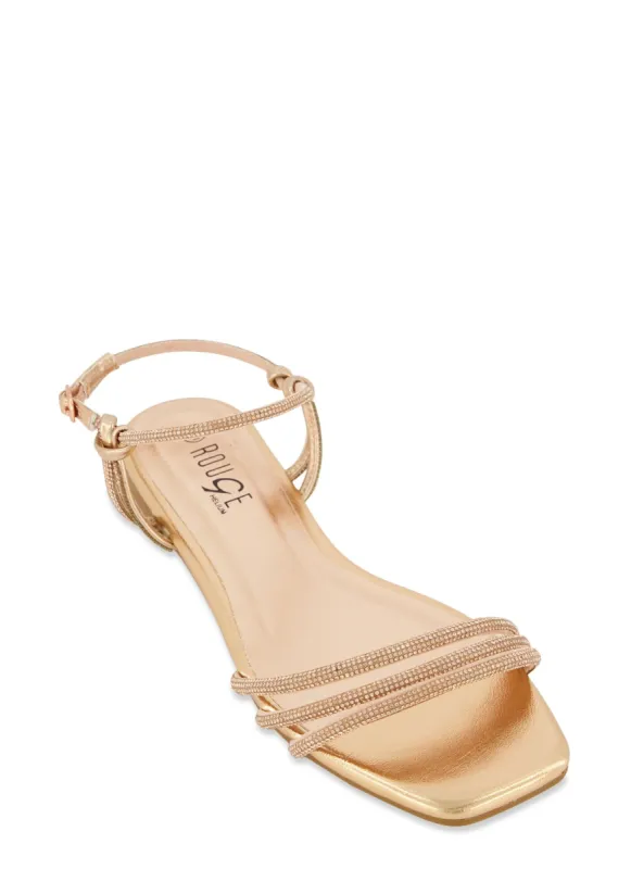 Square Toe Rhinestone Strap Sandals sold by Rainbow
