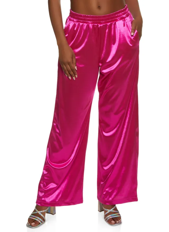 Satin Solid Wide Leg Pants sold by Rainbow
