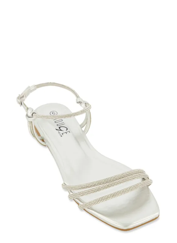 Square Toe Rhinestone Strap Sandals sold by Rainbow