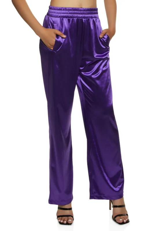 Satin Solid Wide Leg Pants sold by Rainbow