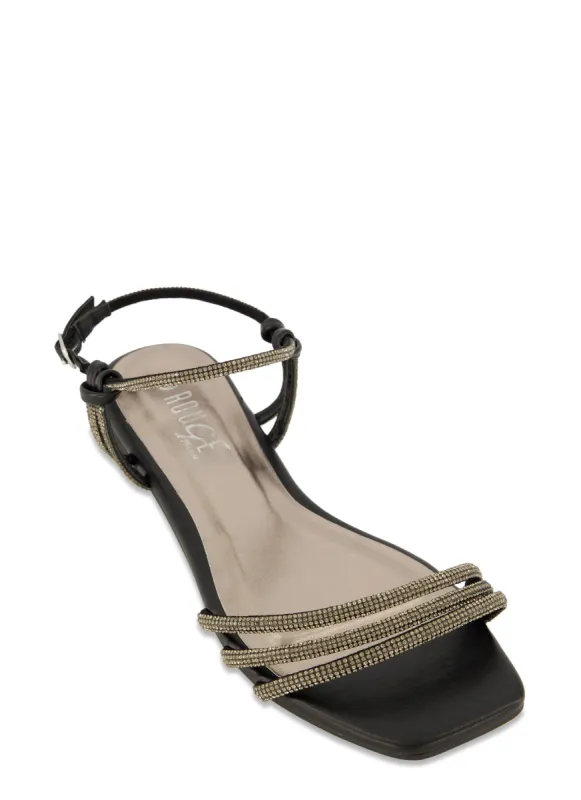 Square Toe Rhinestone Strap Sandals sold by Rainbow