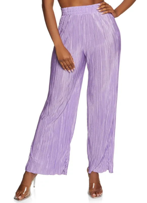 Solid Plisse Wide Leg Pants sold by Rainbow