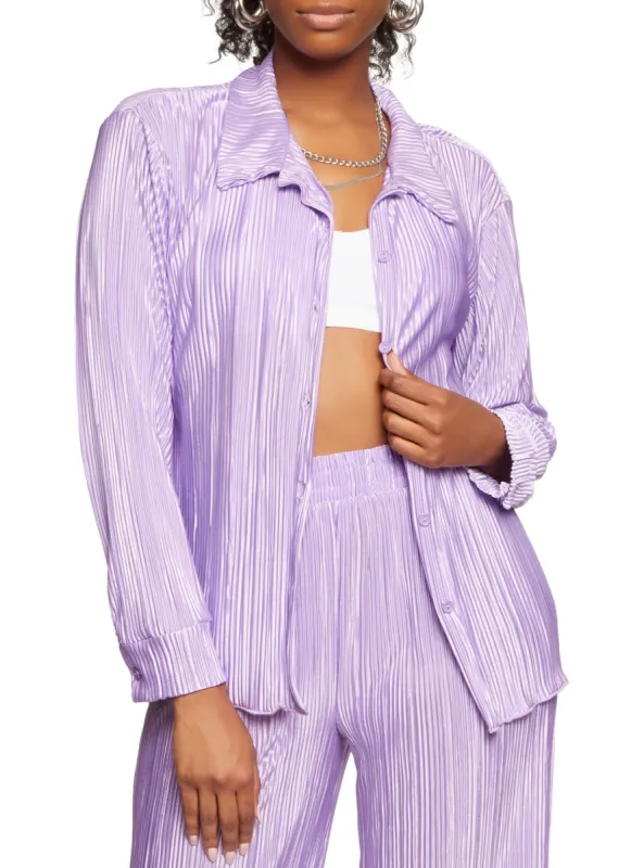 Solid Plisse Button Front Shirt sold by Rainbow