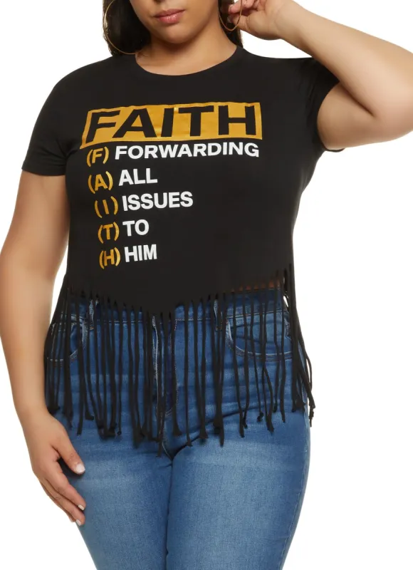 Plus Size Faith Fringe Tee sold by Rainbow