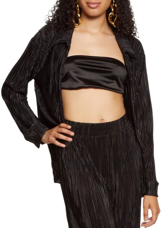 Solid Plisse Button Front Shirt sold by Rainbow