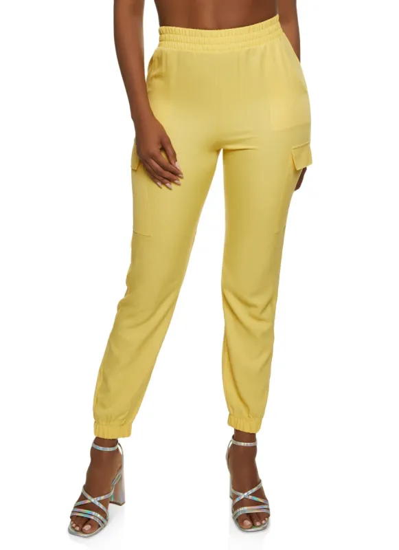 Crepe Knit Cargo Pocket Jogger sold by Rainbow