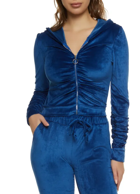 Velour Ruched Hoodie sold by Rainbow