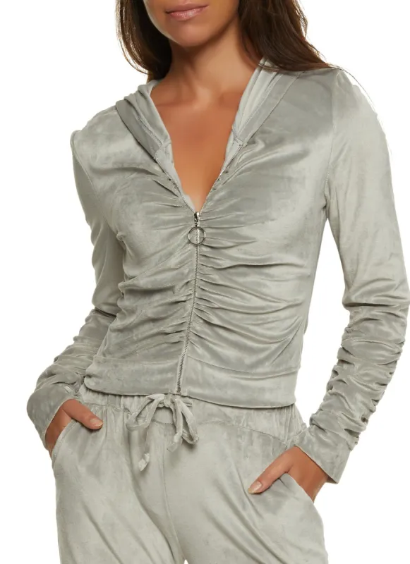 Velour Ruched Hoodie sold by Rainbow