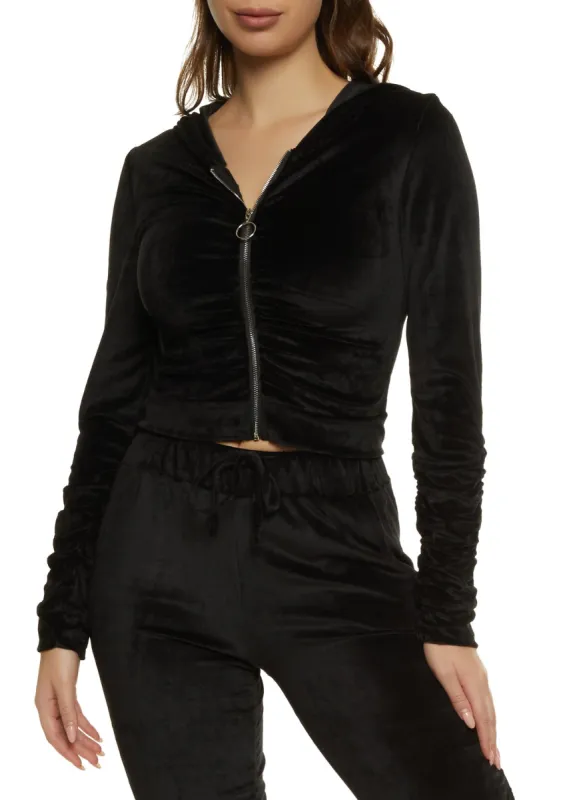 Velour Ruched Hoodie sold by Rainbow